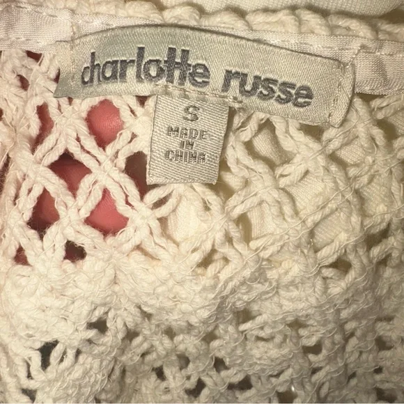 Charlotte Russe White Mini Crochet Dress - Small - Picture 2 of 5